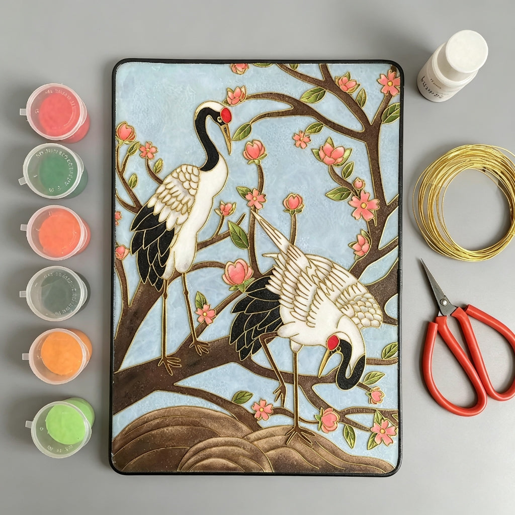 DIY Cloisonné Kit – Cranes & Blossoms
